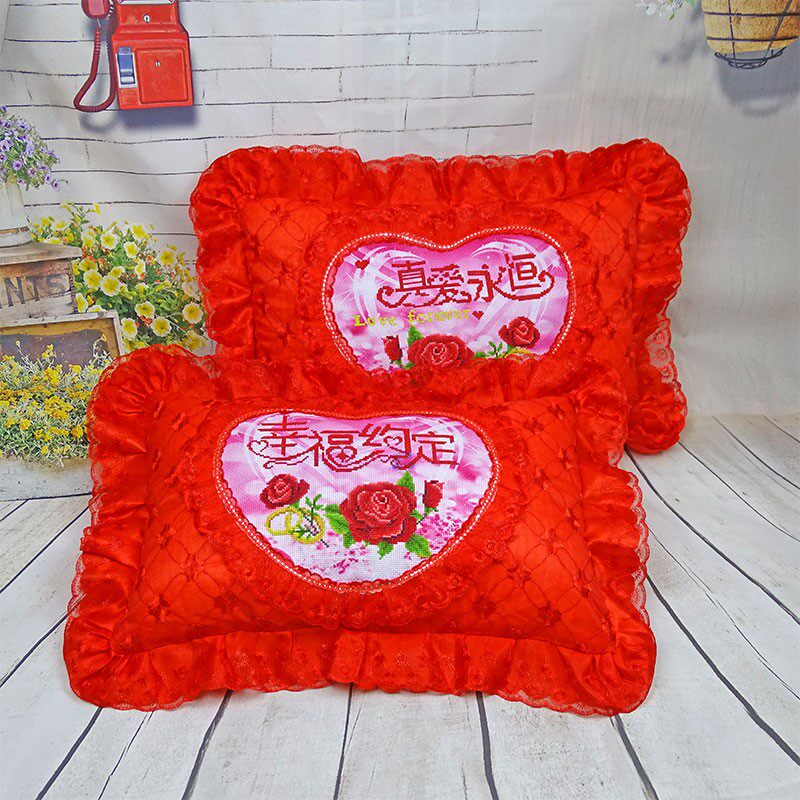 2019 marry Cartoon comic bright red Lace 5 Cross stitch Single Long Pillow Pillows Mandarin Duck True love eternalin the Home Fabric , Stitch &amp; Tools Accessories , Cross Stitch Kit  category - from Buy2taobao.com to provide professional Taobao agent buy service