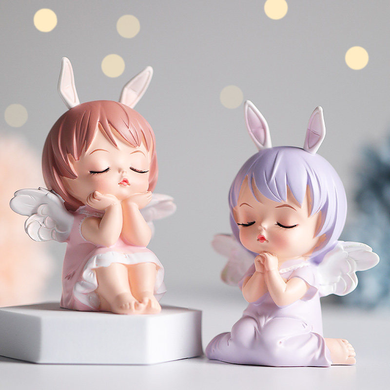 创意可爱娃娃安妮宝贝小天使桌面摆件小女孩生日礼物可爱少女摆设