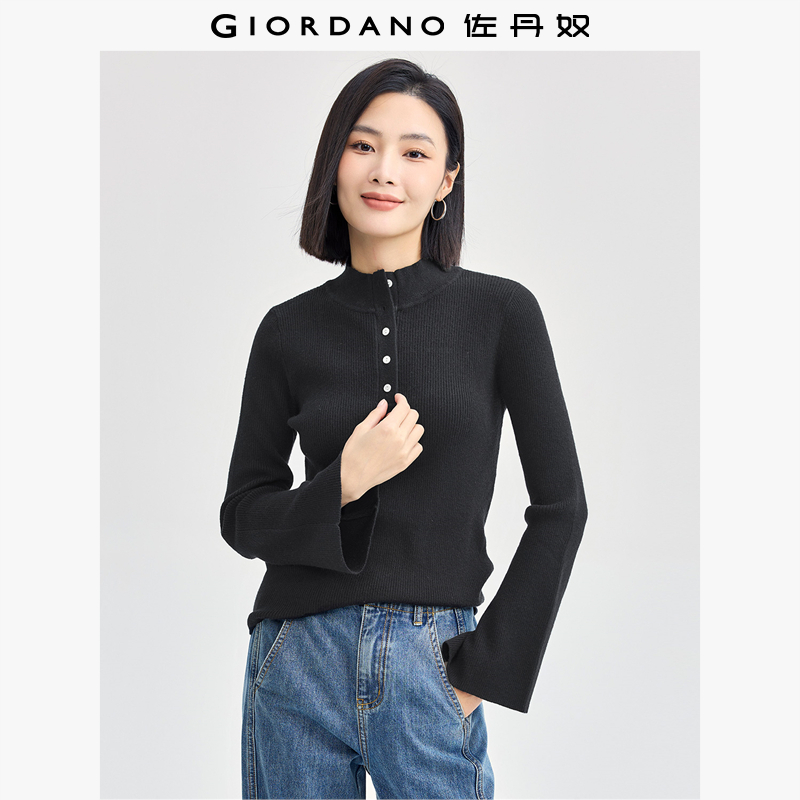 佐丹奴套头小高领宽袖口针织衫