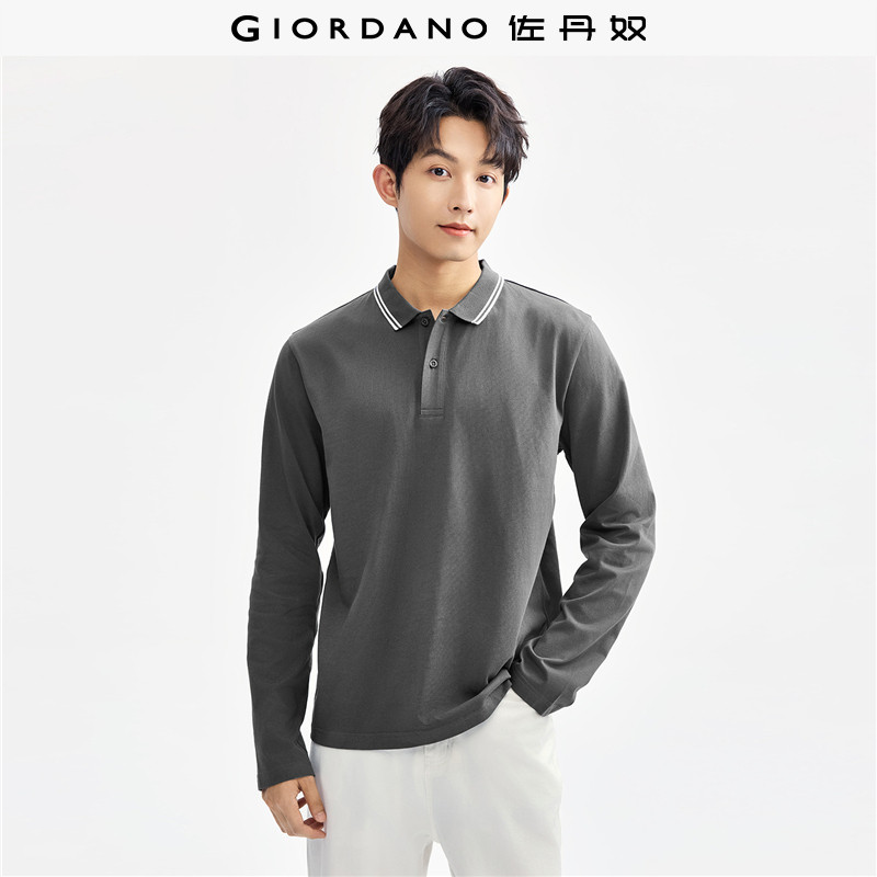 佐丹奴Polo男装纯棉撞色领针织长袖POLO 13015607
