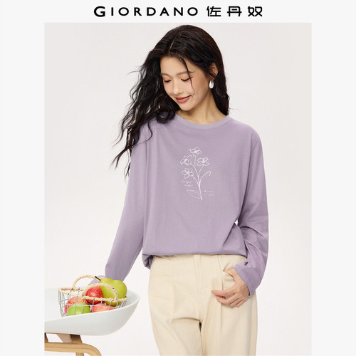 Giordano长袖常规印花T恤