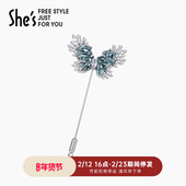 shes茜子耀我宣言璀璨蝴蝶手工串珠工艺水晶胸针高档别针胸花配饰