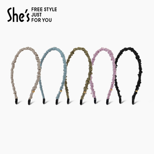 shes茜子经典 基础简约手工多色细发箍百搭褶皱压发细头箍洗脸发箍