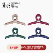 shes茜子基础百搭布艺竖抓夹鲨鱼夹盘发发夹后脑勺发饰新年头饰