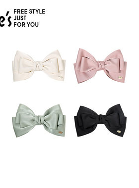 shes茜子奥莱轻简轻柔仿真丝缎三层蝴蝶结平行夹发夹后脑勺横夹