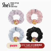 shes茜子奥莱冰晶玫瑰花朵浪漫轻透马尾大肠发圈皮筋女弹力发绳