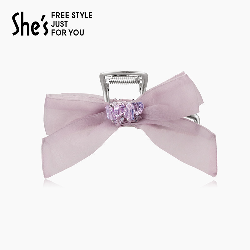 shes茜子莫奈晶石艺术浪漫欧根纱蝴蝶结鲨鱼夹八字刘海抓夹头饰,饰品/流行首饰/时尚饰品新,发饰,淘宝优惠券,粉丝福利购,淘宝优惠卷