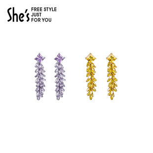 shes茜子原创梵高拾光麦穗轻奢耳环女小众设计高级感耳钉耳饰品