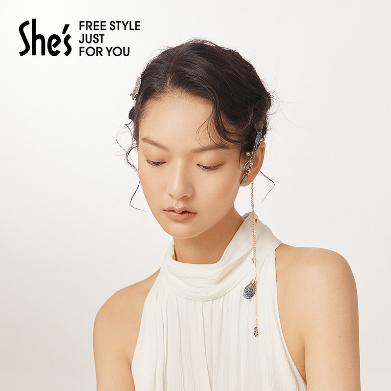 shes茜子植物物语双玲草刺绣花朵工艺水晶流苏无耳洞耳挂送女友,饰品/流行首饰/时尚饰品新,耳夹,淘宝优惠券,粉丝福利购,淘宝优惠卷