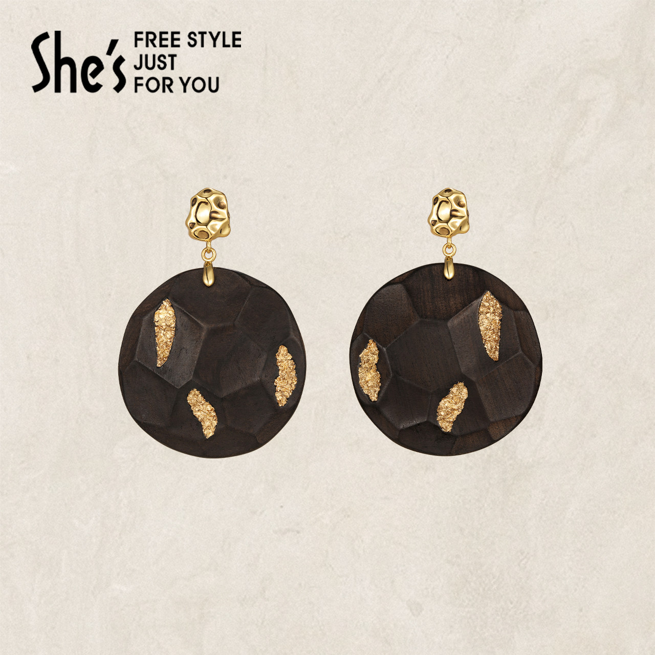 shes茜子巴比耶原创优雅质感圆形大耳环复古耳钉耳饰女耳钩,饰品/流行首饰/时尚饰品新,耳环,淘宝优惠券,粉丝福利购,淘宝优惠卷