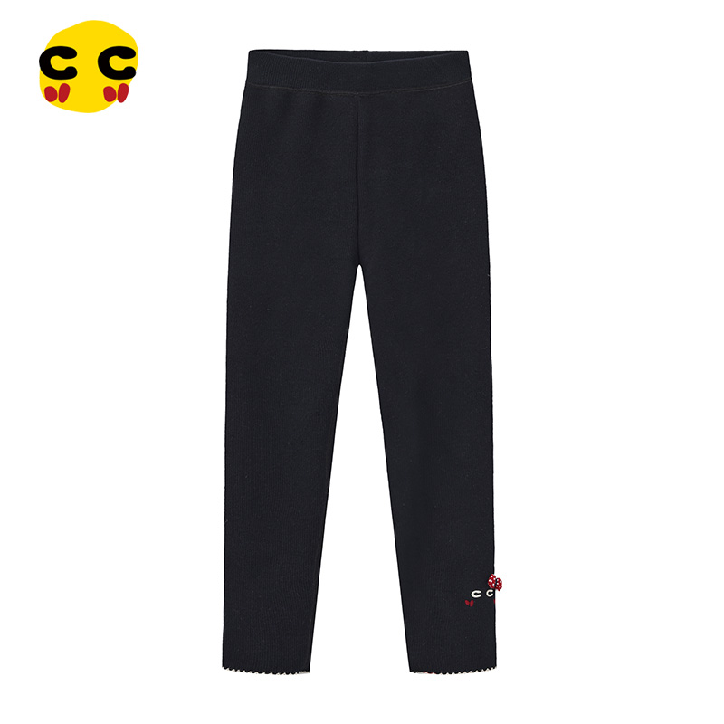 clanc潮牌童装25冬新品女童加绒打底裤洋气百搭一体绒针织打底裤