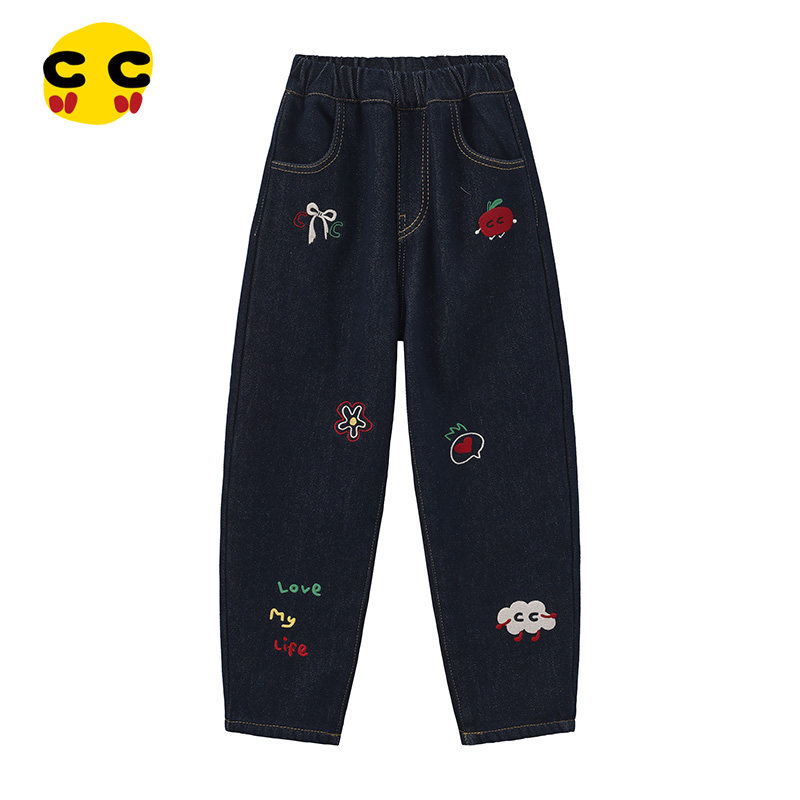clanc潮牌童装25冬季新品女童加绒牛仔裤时尚洋气刺绣加绒牛仔裤,童装/婴儿装/亲子装,裤子,淘宝优惠券,粉丝福利购,淘宝优惠卷
