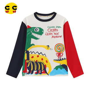 clanc童装男童长袖T恤2025新款卡通上衣儿童休闲春秋款内搭打底衫