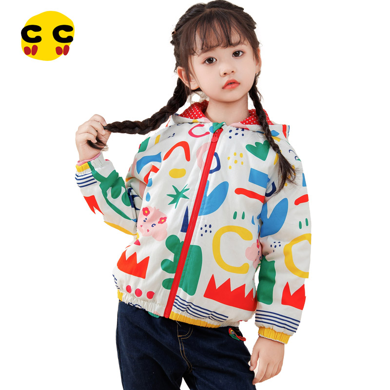 clanc加厚秋冬撞色棉服印花