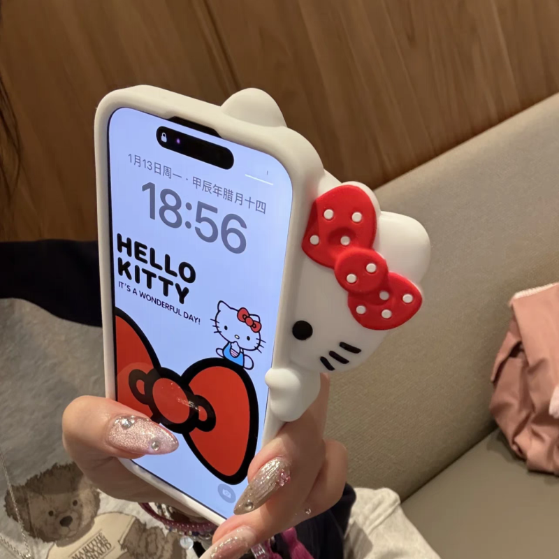 可爱卡通探头KT猫适用苹果16promax手机壳iphone15软硅胶14全包13保护套12por女11新款小四4s个性5se潮78plus