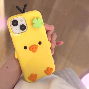 立体旋转四叶草可爱鼻孔鸡适用OPPOReno16手机壳reno15c硅胶软壳A6x全包A5活力版A1X卡通A58小黄鸡A55女14/13