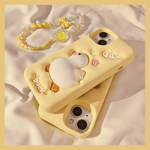 立体减压捏捏鸭子硅胶软壳手机套