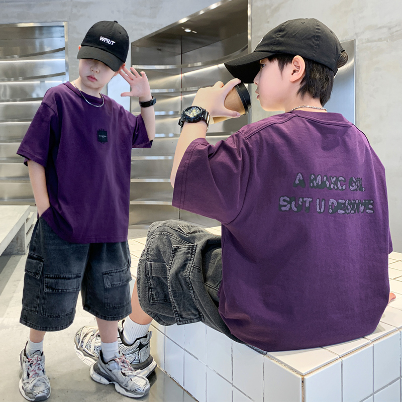 夏装男童t恤高级感潮服体恤衫衣服服饰潮酷韩版短袖炸街夏款穿搭