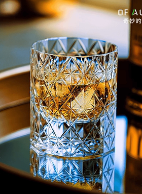 OF AURA高端K9威士忌酒杯无铅水晶玻璃杯江户切子星辰杯礼盒套装