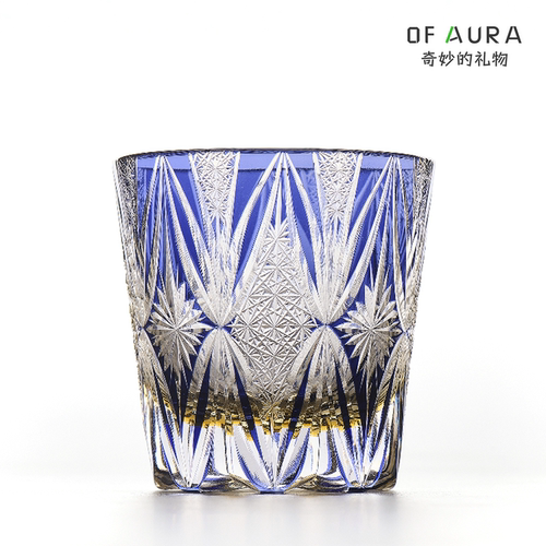 OF AURA江户切子绮罗威士忌酒杯高级感小众复古手工精雕水晶杯