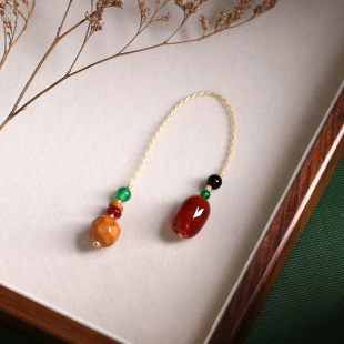 红玛瑙手机挂件手机链挂饰吊坠挂坠u盘防丢精致女短款 复古风简约