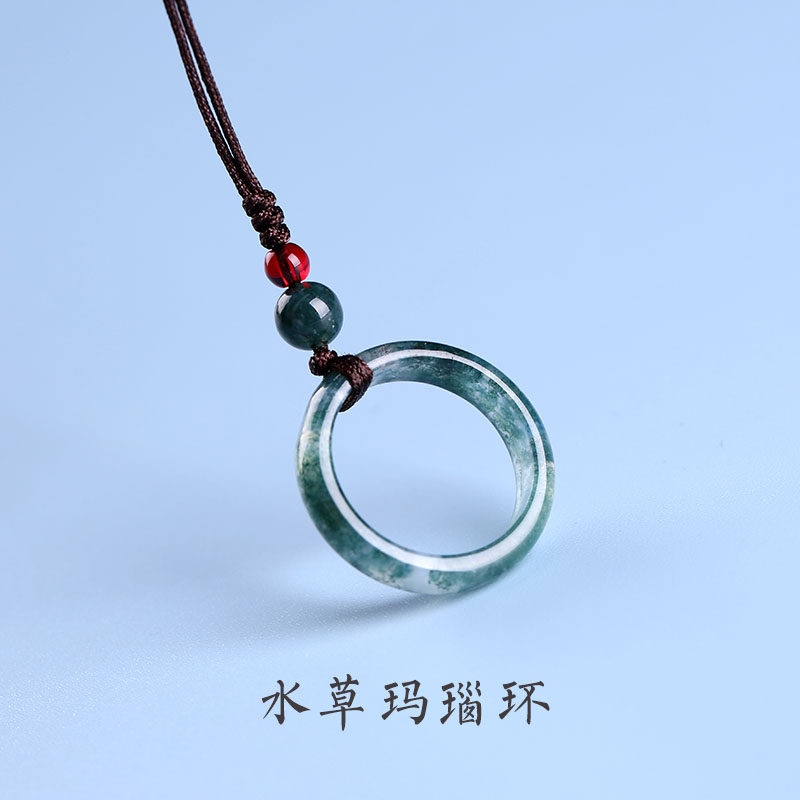 水草玛瑙指环扣手机挂件玉石吊坠