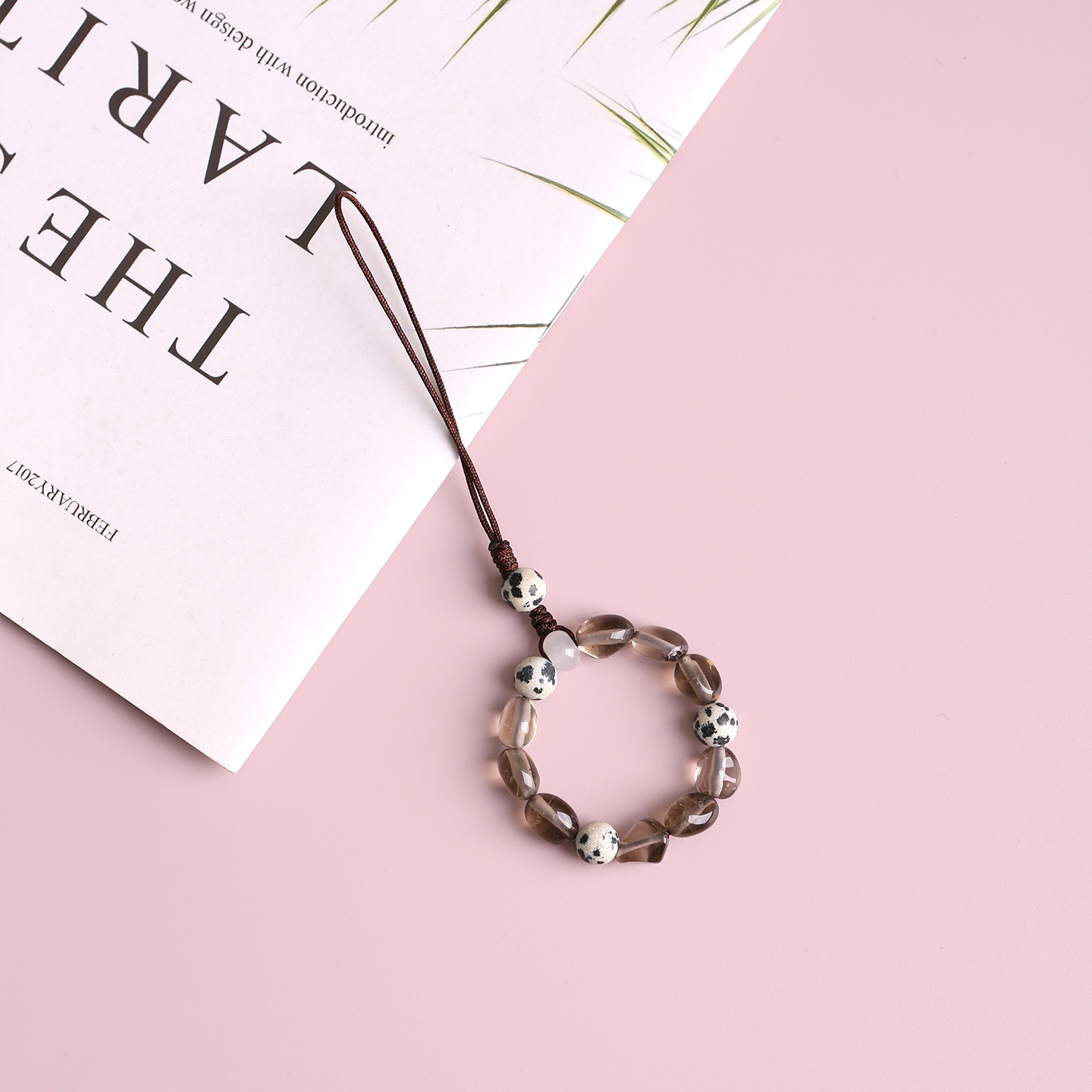 茶水晶指环扣手机链挂绳挂件古风挂饰新中式包钥匙吊坠男女款防丢