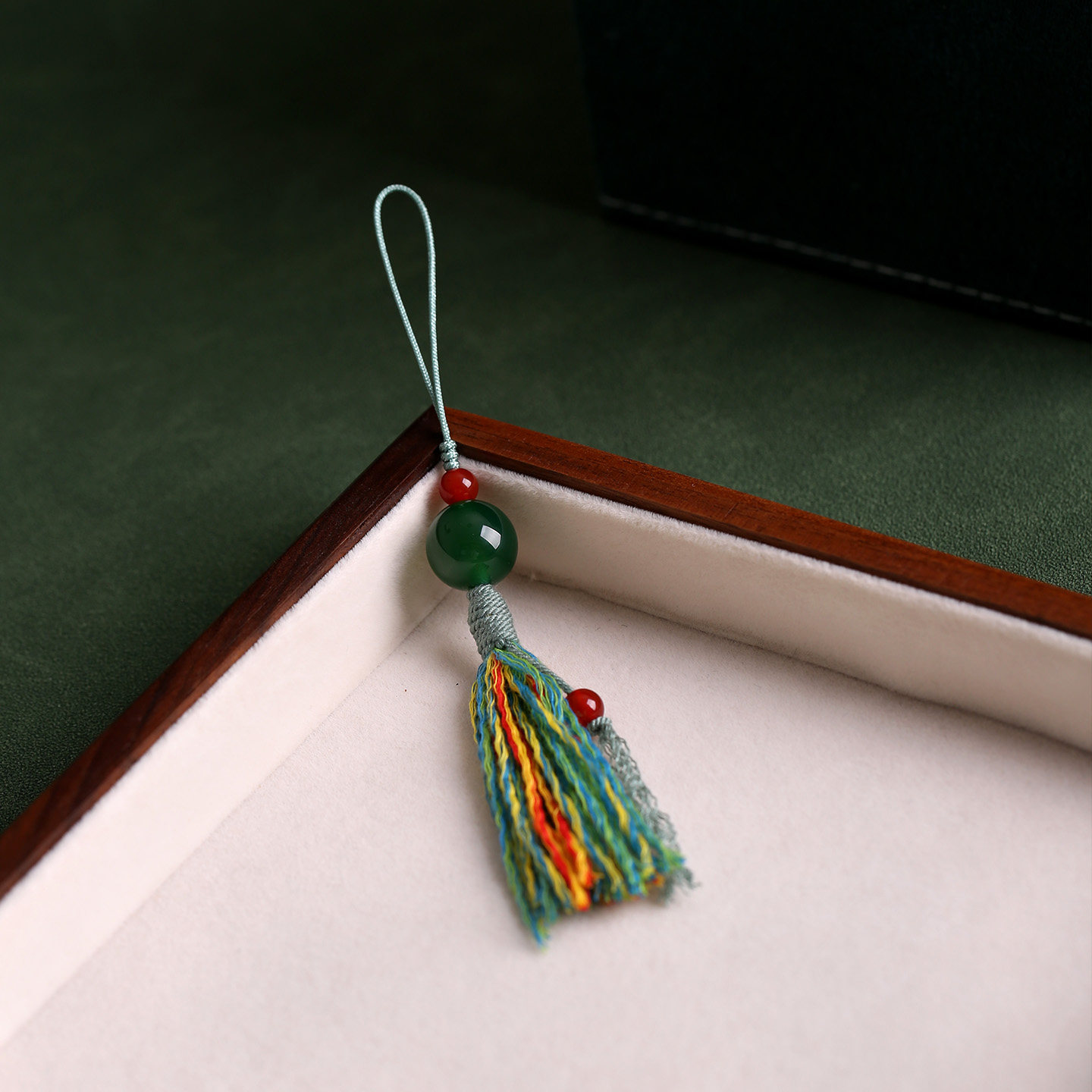 绿玛瑙流苏复古风手机链挂绳女短款手工钥匙扣包包挂饰中国风挂件