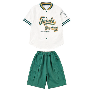 儿童街舞潮服嘻哈潮牌hiphop男童棒球服套装女童爵士舞服装演出服