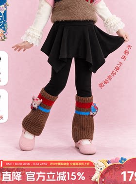 女童假两件加厚高腰打底裤