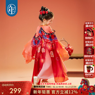 年衣童装汉服裙女童秋季新款重工改良唐装中式古装儿童礼服演出服