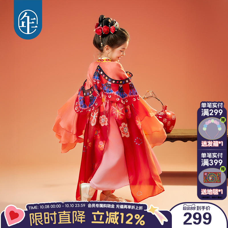 年衣童装汉服裙女童秋季新款重工改良唐装中式古装中秋节儿童礼服