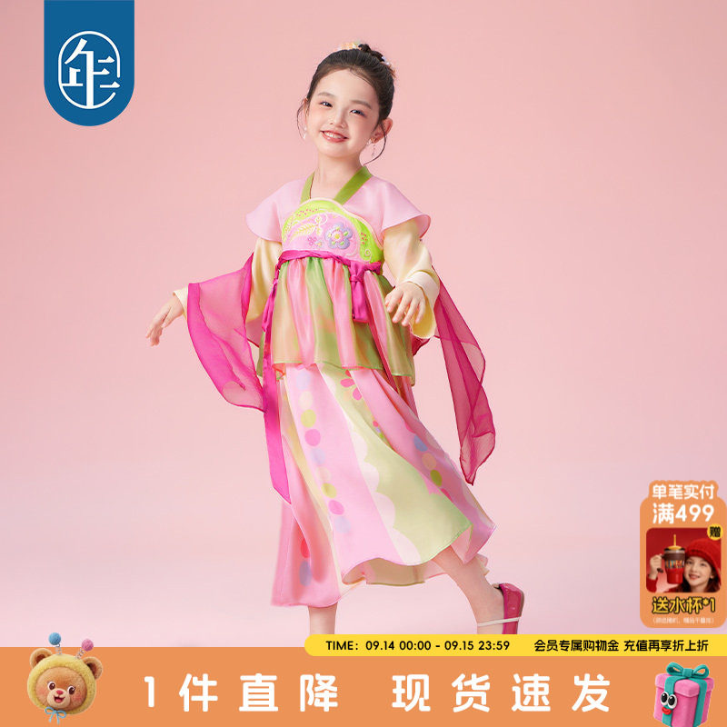 年衣童装儿童唐装汉服裙女童春装新款改良新中式中秋节国风连衣裙图片