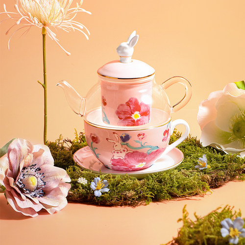 布兰兔水彩单人子母壶茶具礼盒