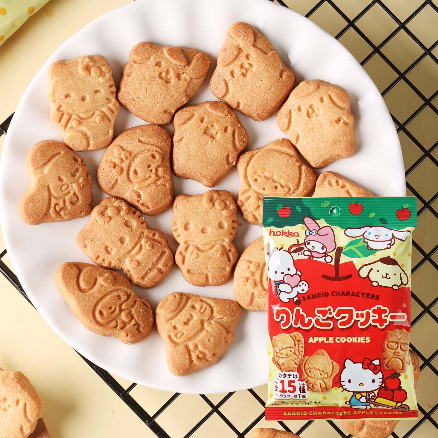 日本进口HOKKA北陆制果凯蒂苹果味曲奇饼干卡通造型饼干美味零食