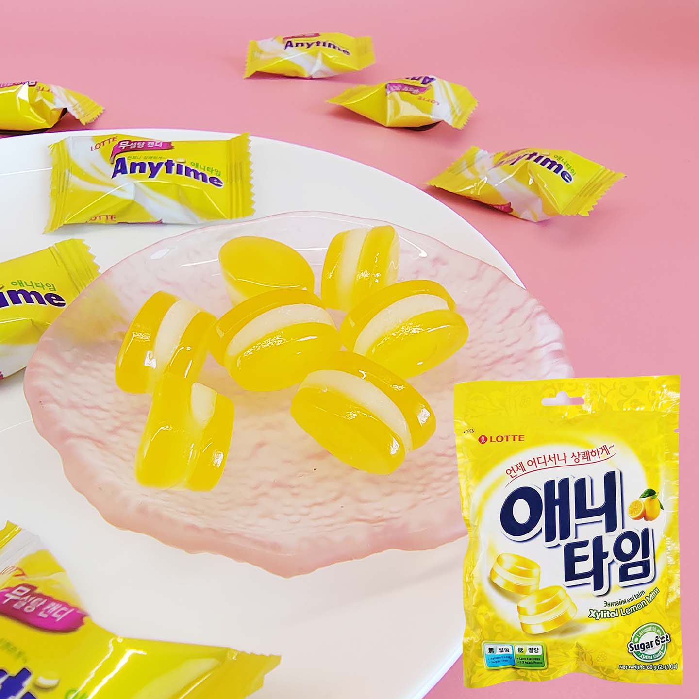 韩国进口LOTTE乐天柠檬味夹心无糖薄荷糖三层夹心柠檬糖结婚喜糖
