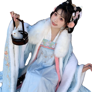 茵卡蕾唐制汉服女中国风加厚毛绒绣花大袖衫齐胸破裙原创冬季