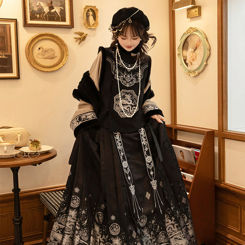 明制拜年汉服螺钿马面裙冬茵卡蕾