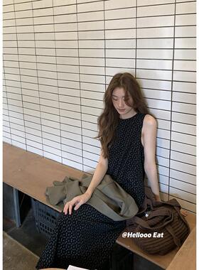 Hellooo Eat 覆古气质灯芯绒洋装女2023春季显瘦内搭长裙背心裙