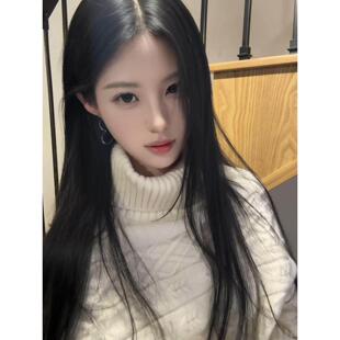 秋冬加厚白色高领毛衣女韩系修身高级感可内搭外穿慵懒风针织上衣