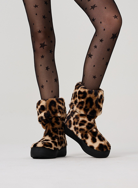 艾米同款ARTICLE NO.时尚汉堡厚底雪地靴豹纹靴子秋冬加绒汉堡靴