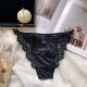 头 细带低腰女士纯棉裆三角裤 性感蕾丝绸缎面黑色内裤 女生2025新款