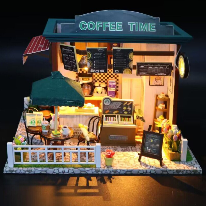 咖啡屋手工制作房子模型送生日