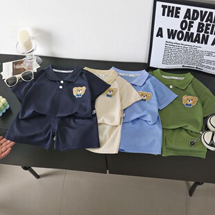 男童运动polo衫套装夏季新款儿童休闲短袖衣服男宝宝薄款翻领上衣