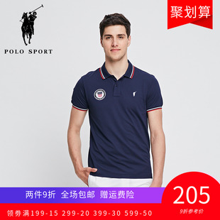 polo sport男装潮 夏季纯棉短袖T恤 商务休闲时尚撞色翻领POLO衫