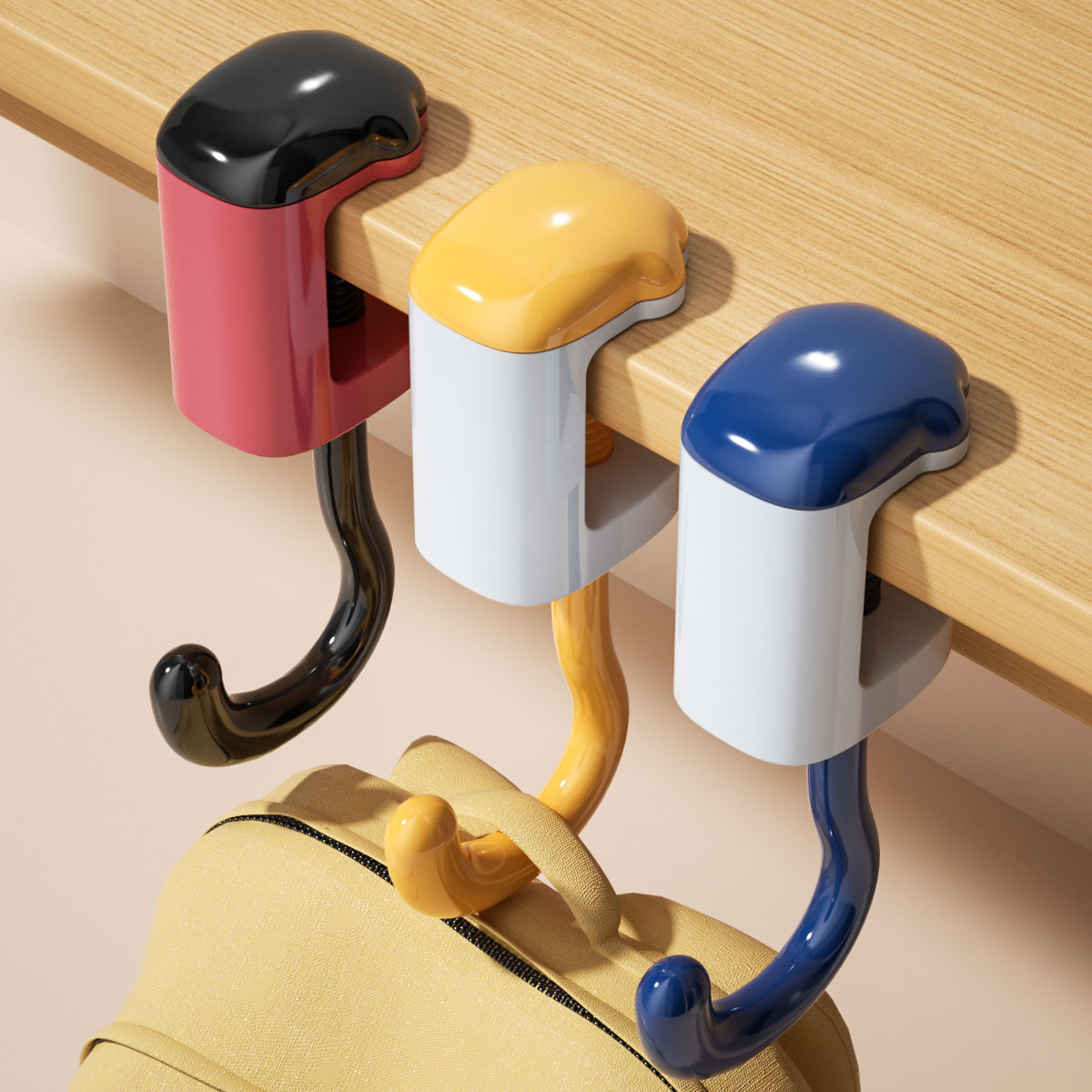 暖鱼新款学生课桌书包挂钩免打孔强力承重挂书桌可旋转开学必备