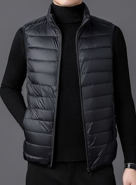 秋冬季男士新款羽绒棉马甲立领轻薄宽松坎肩中青年内外穿保暖外套