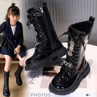 女童长靴2026新款春秋季长筒靴儿童马丁靴高筒宝宝皮靴女孩靴子