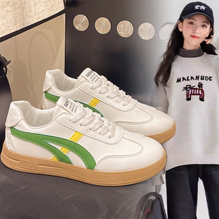 女童2026春秋新款洋气拼色板鞋中大童女款潮款百搭舒适运动休闲鞋