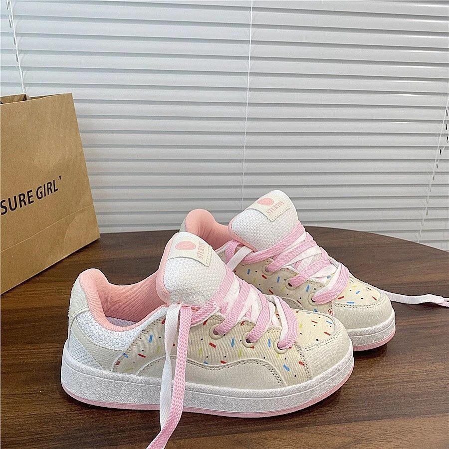 女童甜粉糖霜斑点撞色低帮休闲